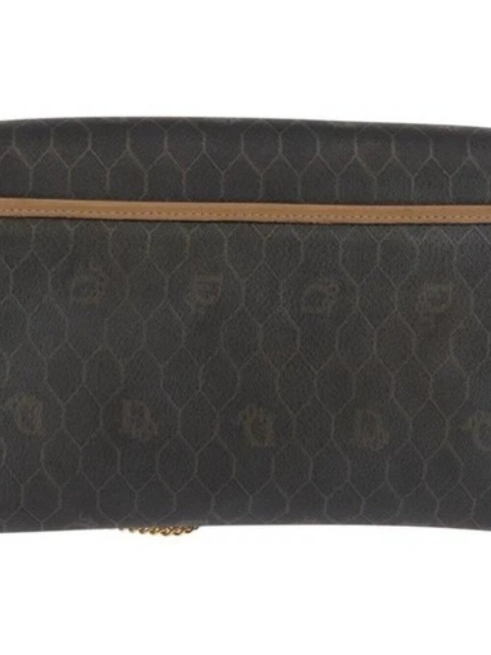 Christian Dior Honeycomb Canvas Chain Shoulder Bag PVC Black Gold Auth BA10086 - Picture 3 of 15